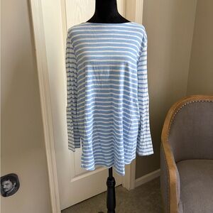 J. Jill Blue and White Striped Long Sleeve Tee